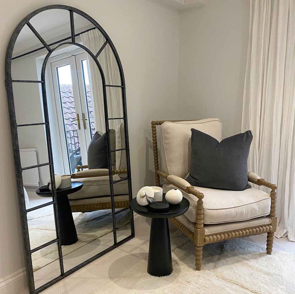 Elegant large window design arched mirrors