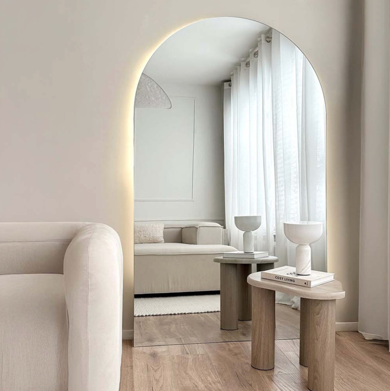 Large arched mirrors with LED add an artistic touch to your home