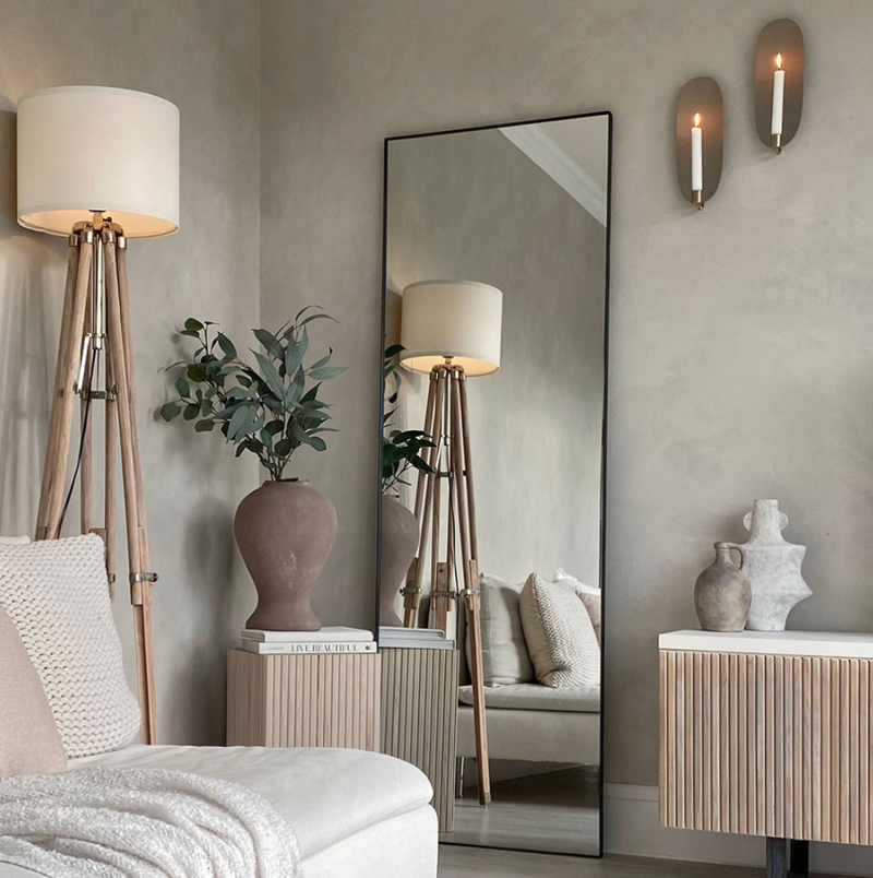 Large rectangular mirrors with a black frame